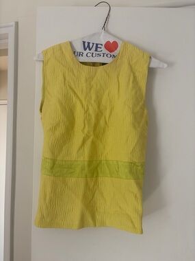 Versace Lemon Yellow Textured Sleeveless Top